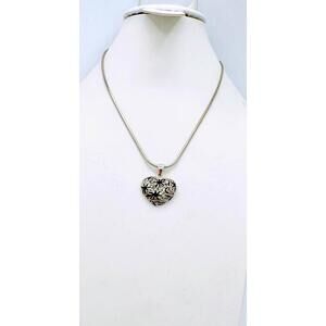 Vintage Segal Italia sterling silver chain  black enameled stars heart pendant